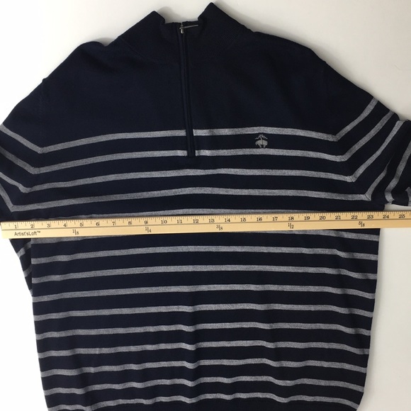 Brooks Brothers Navy Striped Quarter Zip Pullover - Picture 5 of 10